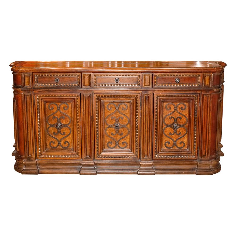  Wood Sideboard With Iron Accent Doors
