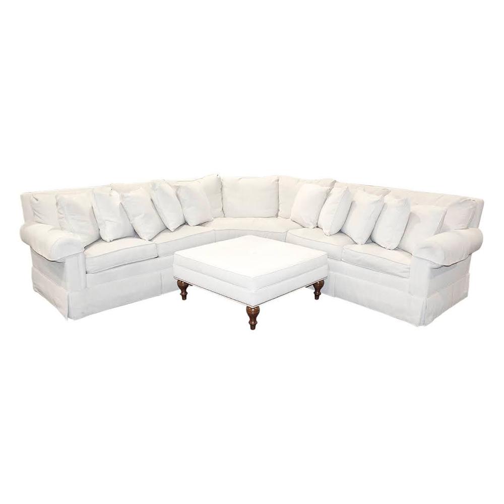  Stickley 4 Pc Off White Fabric Sectional