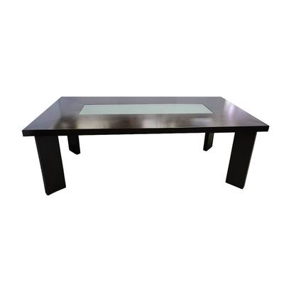 Dark Stained Dining Table with Center Glass Inset  