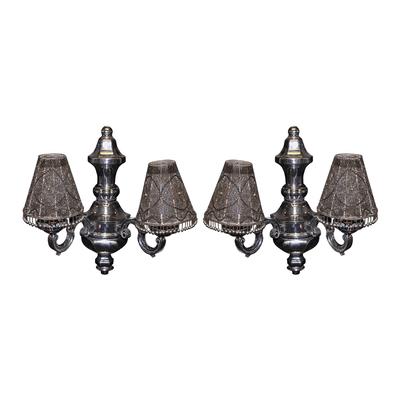 Pair of Mexican Pewter Wall Sconces
