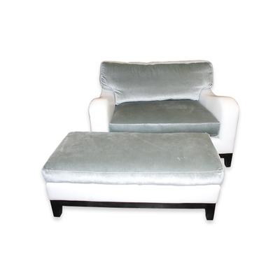 Velvet Leather chair  with 1/2 Ottoman