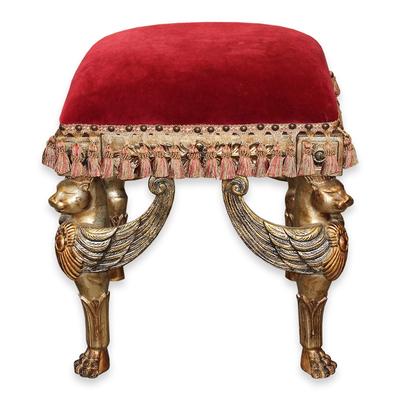 Red French Empire Stool with Tassels