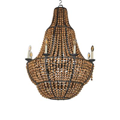 Currey and Company Falcon Wood Bead Chandelier