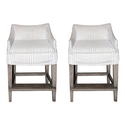 Lee Industries Pair of Slipcover Campaign Stools  