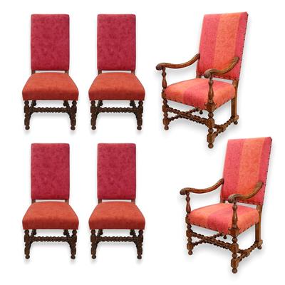 Pink& Orange Set of 6 Dining Chairs