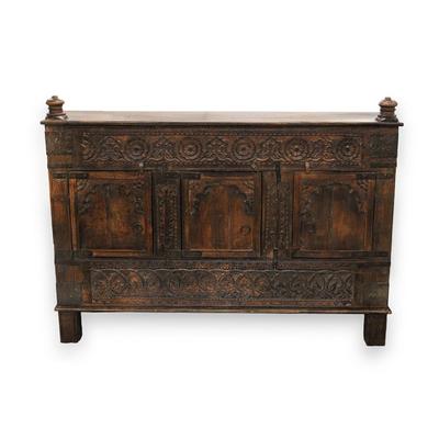 Carved 3 Drawer Front Eastern Style Sideboard 