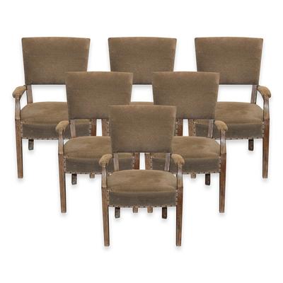 Set of 6 Bernhardt Leather Trim Dining Chairs