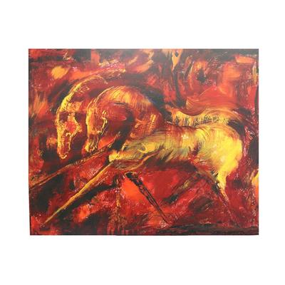 Red & Yellow Horse Wrapped Canvas