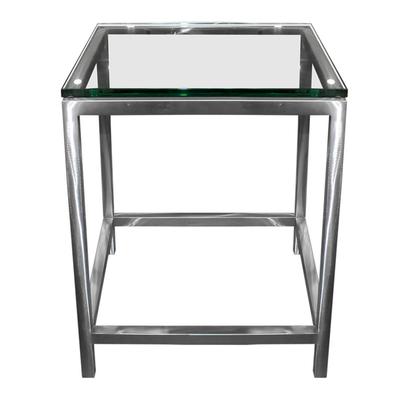 Crate & Barrel Glass Top ChromeBase End Table