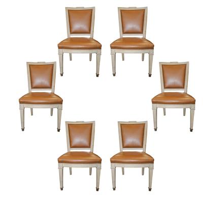 Set of 6 Fabric & Leather Custom Dining Chairs