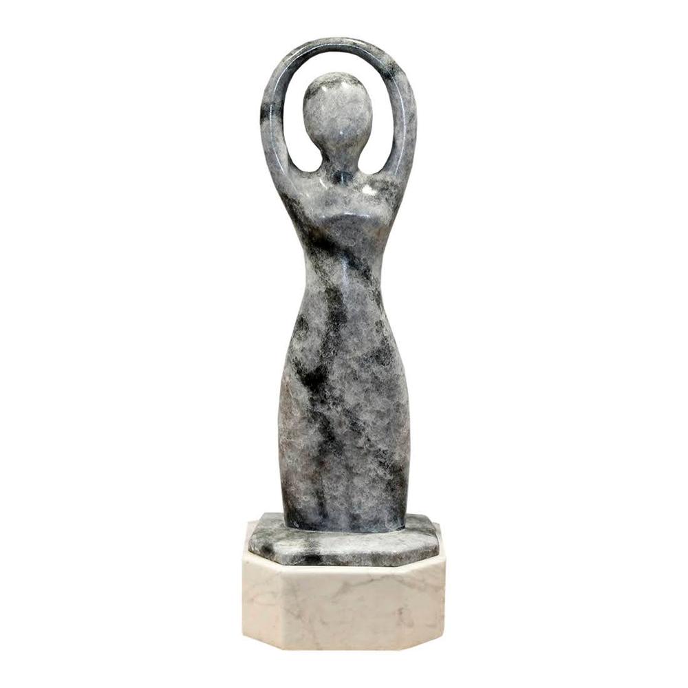  Marble Figure On White Pedestal