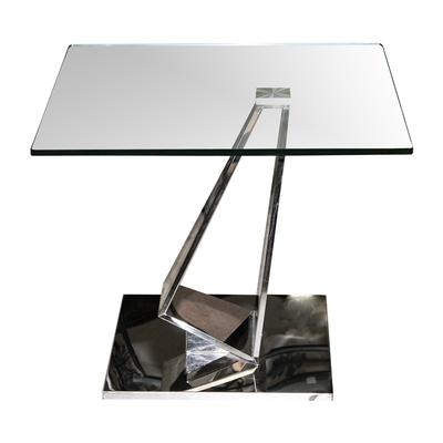 Modern Chrome Base Glass Top End Table