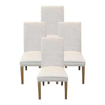 Set of 4 Restoration Hardware Upholstered Wood Leg Dining Chairs