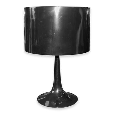 Black Glass Top and Metal Shade Table Lamp