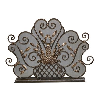 Metal Acanthus Leaf Detail Fire Screen