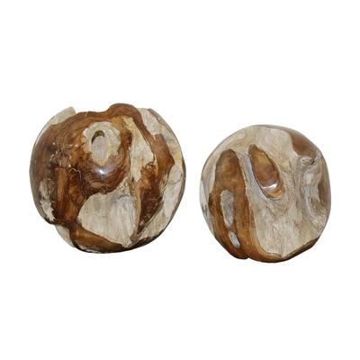 Pair of Organic Style Wood Spheres