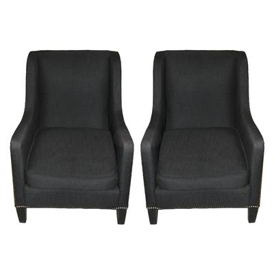 Restoration Hardware Pair of Upholstered Club Chairs