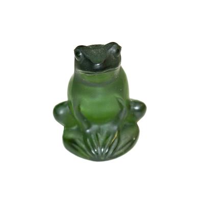 Lalique Crystal Green Frog Figurine