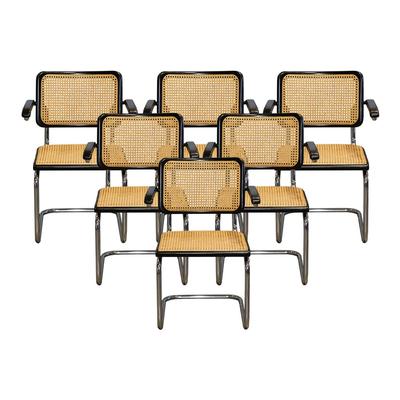 Set of 6 Modern Cane Dining Chairs