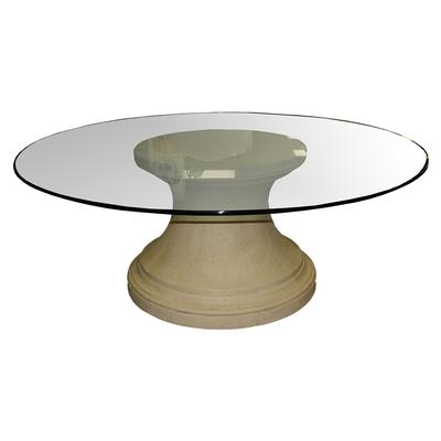 Glass Top Cement Base Dining Table