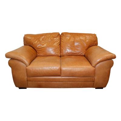 Caramel Colored Leather Loveseat