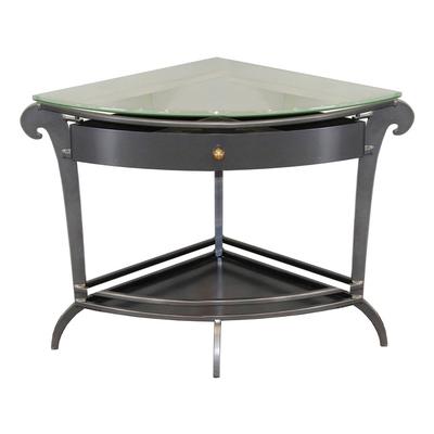 Metal with Glass top Corner End Table