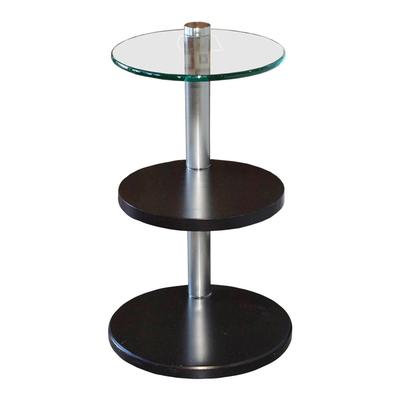 Black Three Tier Glass Top Wooden End table