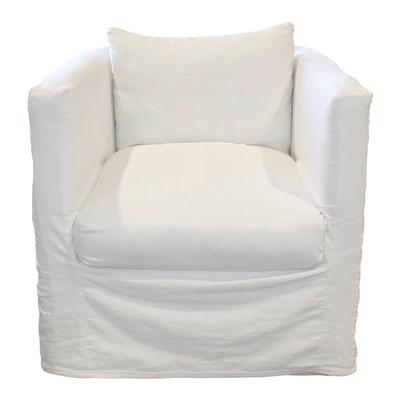 Ethan Allen White Fabric Swivel Chair
