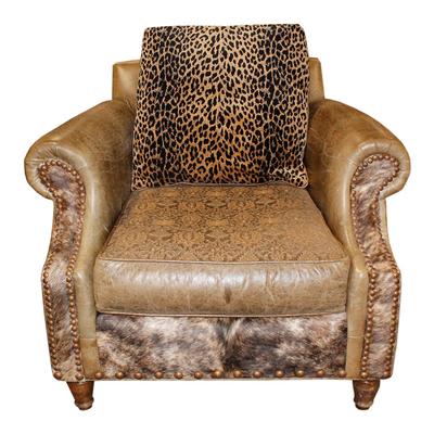 Brown Fur Lined Leather Chair