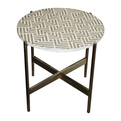 West Elm Round Bone Inlay Accent Table