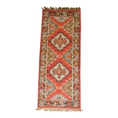 Green and Rust Color Runner Rug
