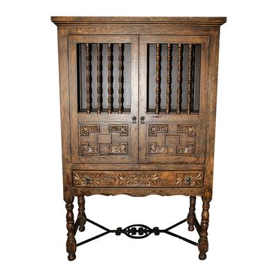 Distressed Rustic Spindle Front Armoire