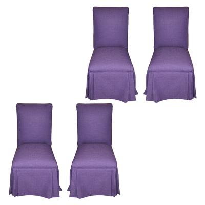 Set of 4 Purple Skirted Dining Chairs