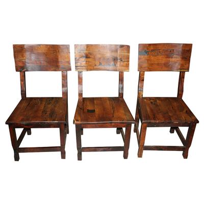 Set of 3 Two Tone Wood Dining Chairs