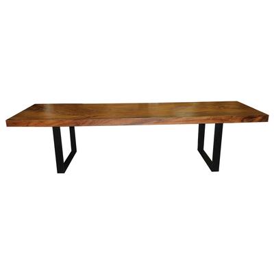 Wood Top Metal Base Dining Table