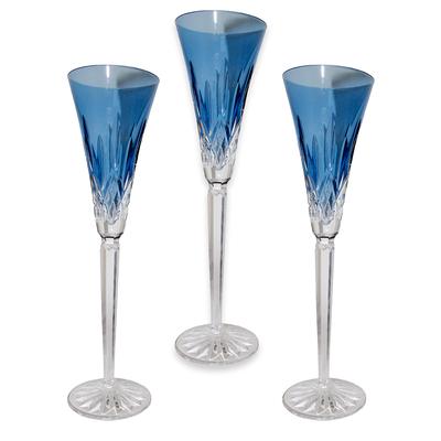 Waterford Set of 3 Lismore Sapphire Flutes