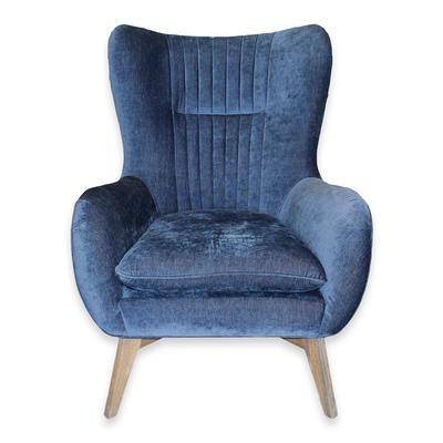 Custom Blue Wingback Chairs