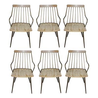 Set of 6 White Washed Dining Chairs