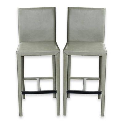Pair of Maria Yee Leather Bar Stools