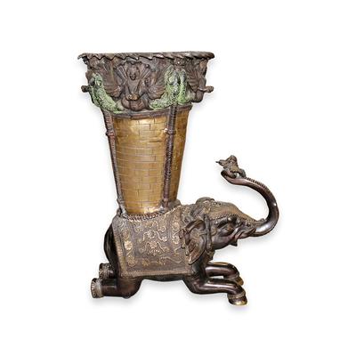  Bronze Elephants Floor Vase 