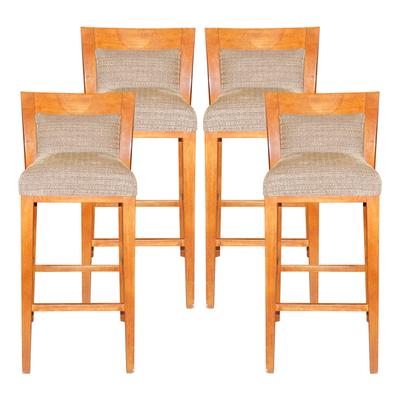 Set of 4 Fabric and Wood Pub Chairs