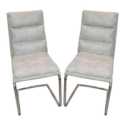  Pair of Faux Suede Modern Dining Chairs