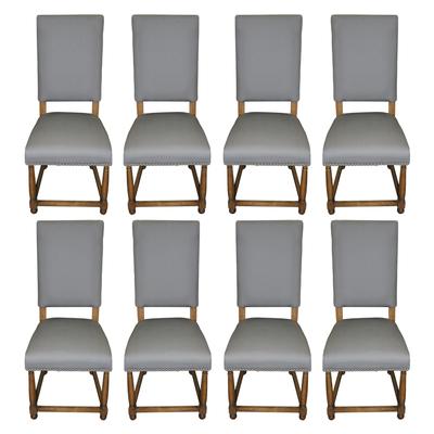 Four Hands Set of 8 Grey Fabric Chairs