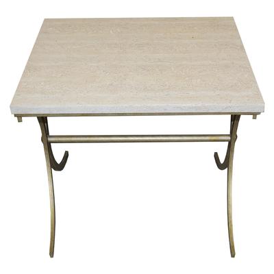  Travertine Top Curved Leg End Table