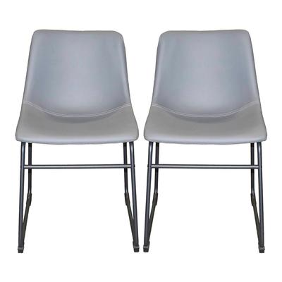 Pair of Ashley Grey Leather Chairs