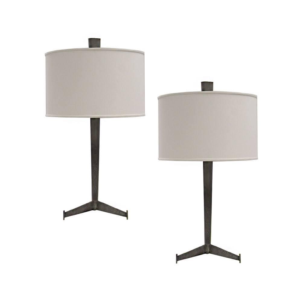  Pair Of Global Views Studio Tripod Base Table Lamps