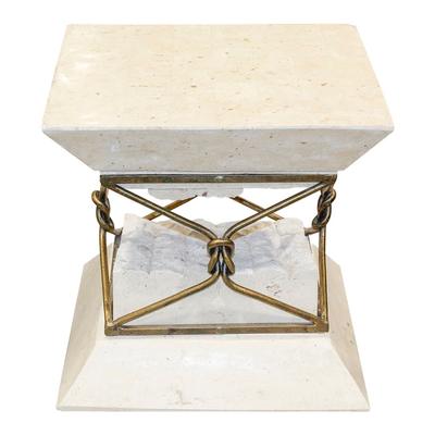 Broken Look Travertine with Gold Knot Base End Table