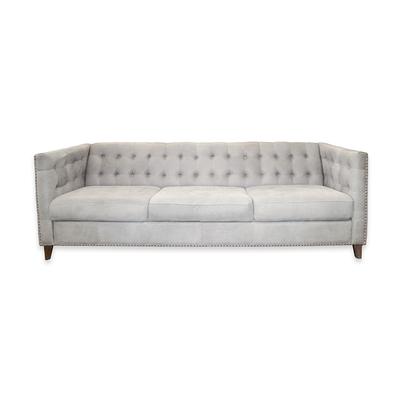 Grey Leather Tufted Sofa 