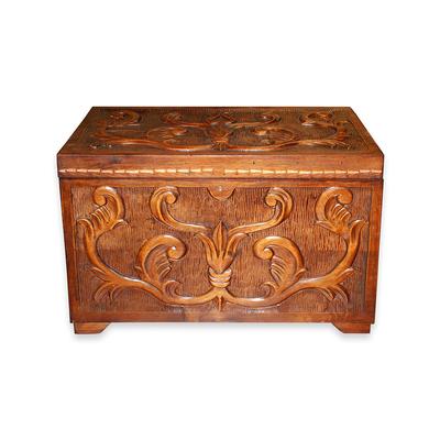 Carved Wood Chest Trunk