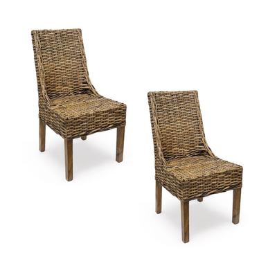 Safavieh Pair of Woven Wicker Dining Chairs